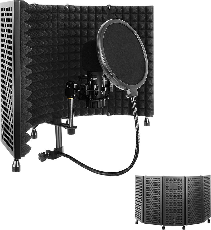 TECHBLAZE Isolation Shield for Mic with 360° Doubled Layer Pop Filter High Density Vocal Booth for Home Studio 5 Layer Sound Absorbent Reflection Filter Foam for Podcasting Streaming Singing Dubbing - Image 1
