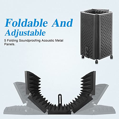 TECHBLAZE Isolation Shield for Mic with 360° Doubled Layer Pop Filter High Density Vocal Booth for Home Studio 5 Layer Sound Absorbent Reflection Filter Foam for Podcasting Streaming Singing Dubbing - Image 5