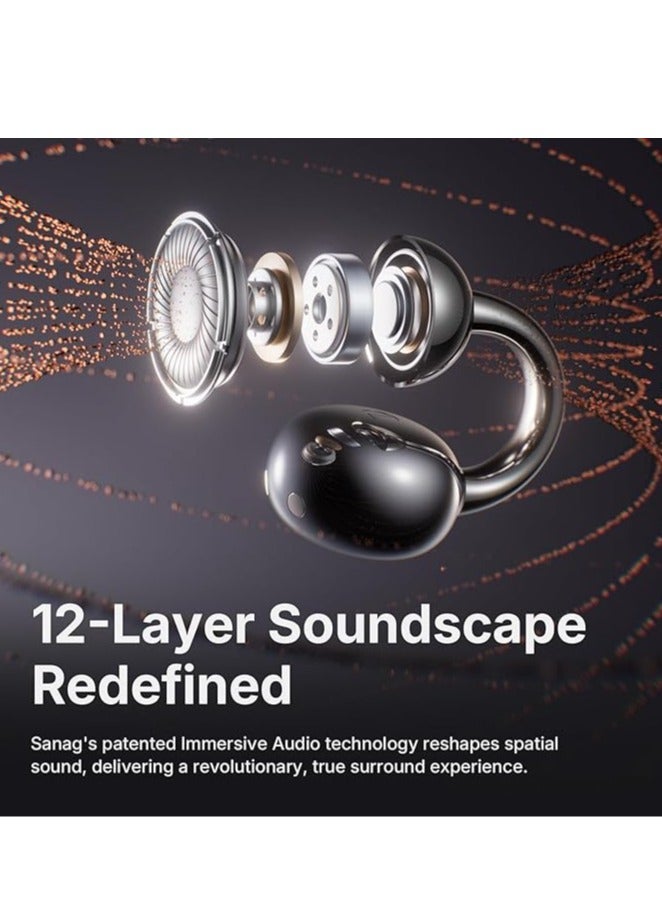 Sanag S7S AI Open Ear Headphones, Wireless Clip On Earbuds, Lightweight Bluetooth 5.4 Earphones with 48H Playtime, IPX4 Waterproof, AI Conversation for Small Ears, Glasses Wearers,Sport (Black) - Image 4