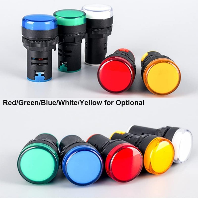 Gebildet 12pcs AC 110V 22mm LED Power Indicator, LED Pilot Signal Light Panel Indicator(Red Yellow/Blue/Green, Each Color 3pcs) - Image 2