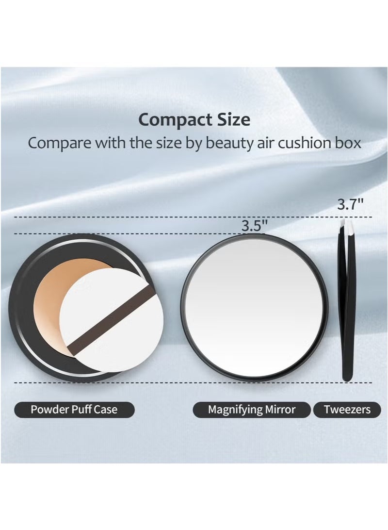 حكمة بيوتي مراة مكبرة 30 مرة، مراة مكبرة صغيرة مع كوب شفط وملاقط، كمرآة مكبرة للسفر، مجموعة مراة صغيرة لنتف الحواجب 3.5 انش - Image 2