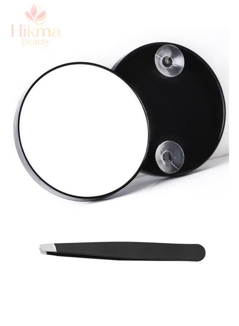 حكمة بيوتي مراة مكبرة 30 مرة، مراة مكبرة صغيرة مع كوب شفط وملاقط، كمرآة مكبرة للسفر، مجموعة مراة صغيرة لنتف الحواجب 3.5 انش - Image 1