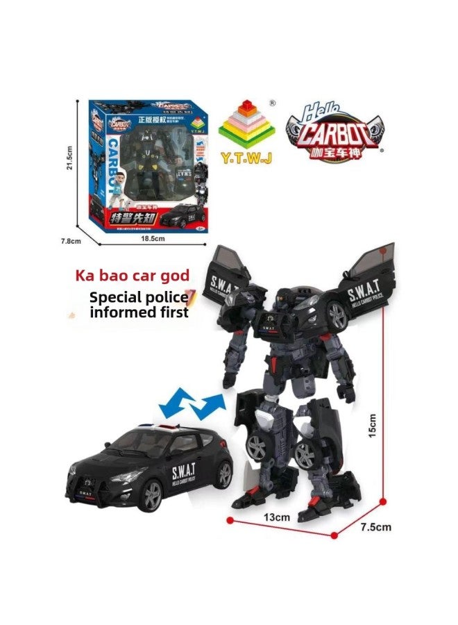Coffee Treasure Car God Genuine Authorized Fit Sliding Deformation Car Robot Model Children Gift King Kong Toy-Color:[Genuine Yuetong] Special Police Prophet  - Image 1