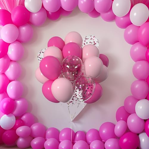 Capesaro Pink Balloons12 Inch Confetti Latex Balloons for Party DecorationsPack of 50 - Image 5