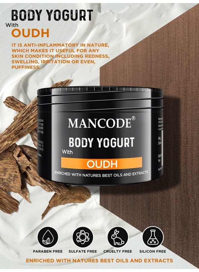 MAN CODE Mancode Oudh Body Yogurt Fast Absorbing Treats Damp Skin Non Sticky Texture Lightweight Cream Intense Nourishment 100 Gm Daily Moisturizer For Men For Men (Pack Of 1)  - Image 3