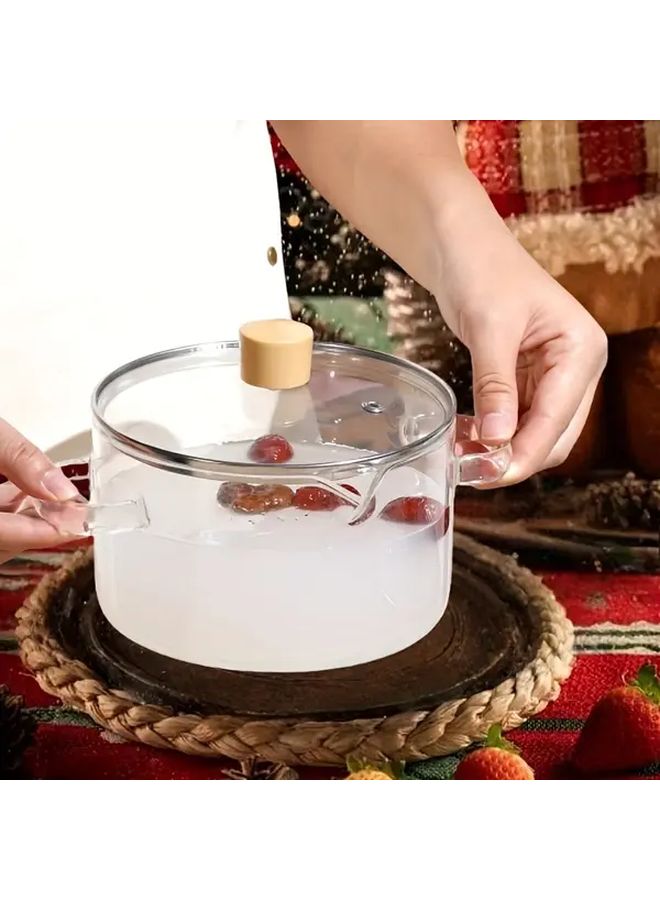 3 Piece Glass Pot Set With Brush Mat Large Sauté Pot With Lid - Image 2