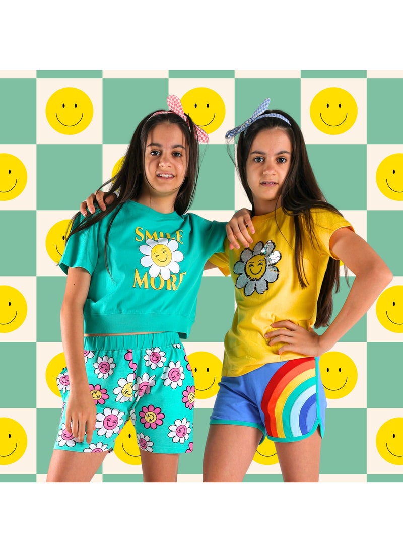 AIKO AIKO - Kids Short Sleeve Yellow T-Shirt with Shorts Set 3-4Years  - Image 1