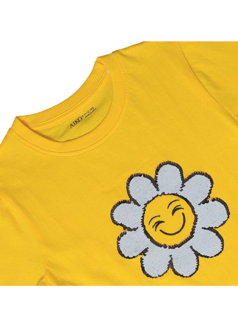 AIKO AIKO - Kids Short Sleeve Yellow T-Shirt with Shorts Set 3-4Years  - Image 3