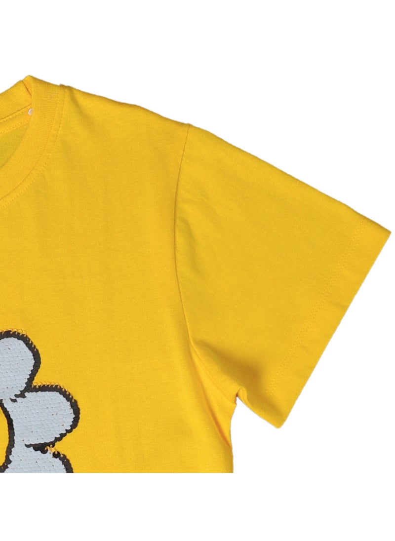 AIKO AIKO - Kids Short Sleeve Yellow T-Shirt with Shorts Set 3-4Years  - Image 4