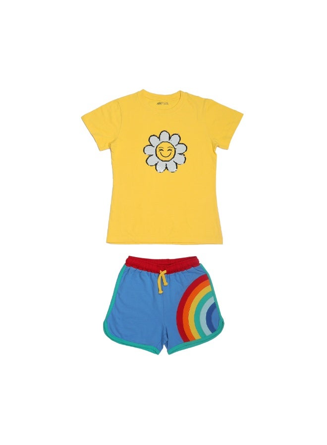 AIKO - Kids Short Sleeve Yellow T-Shirt with Shorts Set - Image 2