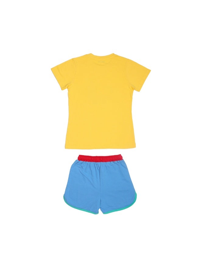 AIKO - Kids Short Sleeve Yellow T-Shirt with Shorts Set - Image 3