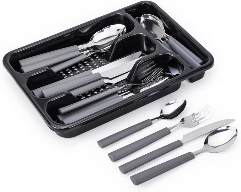 High quality Cutlery Set, 25 Piece Set(Knives, Spoons, Forks, Teaspoons, TableWare Box-Grey (CS-25-102) - Image 5