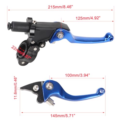 Cylemoto Brake Clutch Folding Levers ASV for 78 22mm Motorcycle Handlebars Aluminum Alloy Blue for KLX SSR TTR CRF50250cc Dirt Bike ATV Motocross Mini Bike - Image 3