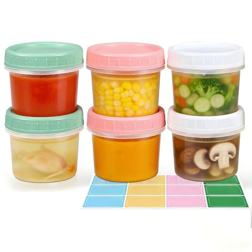 ASEVAT 5oz 6Pack Small Food Containers with Lids Salad Dressing Container Reuseable Snack Container Plastic Jar Freezer Storage Jars, Leakproof/Microwave/Dishwasher Safe - Image 2
