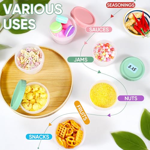 ASEVAT 5oz 6Pack Small Food Containers with Lids Salad Dressing Container Reuseable Snack Container Plastic Jar Freezer Storage Jars, Leakproof/Microwave/Dishwasher Safe - Image 3