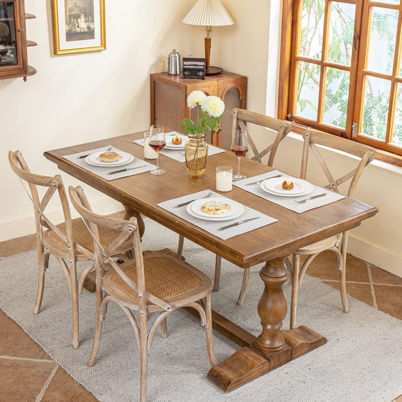 Blue Forest Placemats Set Of 6  Dual-Layered Thickened Faux Linen Cloth Place Mats Heat Resistant Machine Washable Wrinkle Free Table Mats Indoor/Outdoor (Cream Beige) - Image 4
