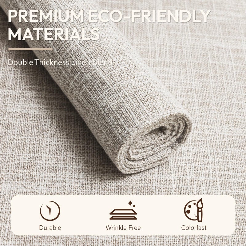 Blue Forest Placemats Set Of 6  Dual-Layered Thickened Faux Linen Cloth Place Mats Heat Resistant Machine Washable Wrinkle Free Table Mats Indoor/Outdoor (Cream Beige) - Image 2