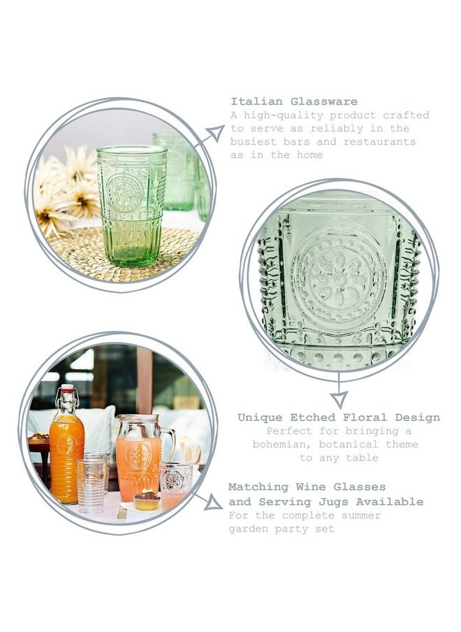 Bormioli Rocco - Bormioli Rocco Romantic Set Of 4 Cooler Glasses, 16 Oz. Colored Crystal Glass, Pastel Green, Made In Italy. - Image 1