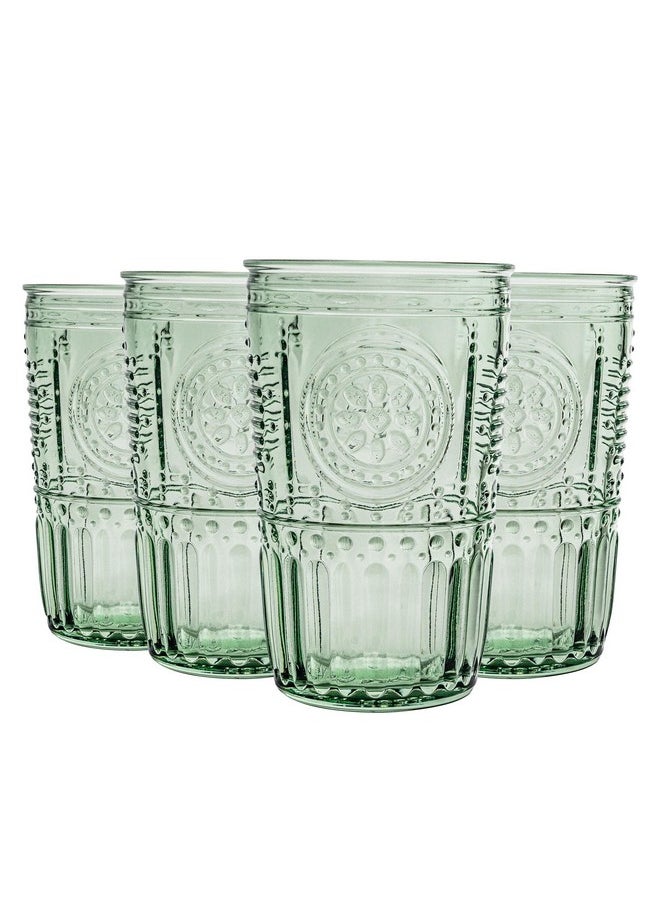 Bormioli Rocco - Bormioli Rocco Romantic Set Of 4 Cooler Glasses, 16 Oz. Colored Crystal Glass, Pastel Green, Made In Italy. - Image 1