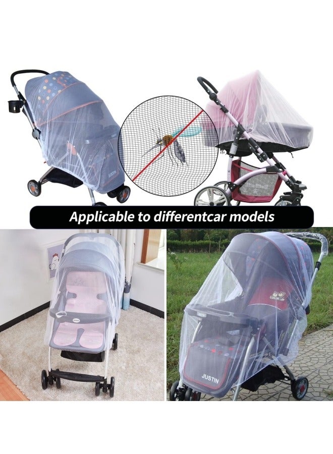 Pram Mosquito Net Universal Stroller Mosquito Mesh Net Baby Carriage Insect Net White Fly Bug Net Full Cover Mosquito Net with Elastic Band for Pram, Pushchair, Buggy,Travel Cot 170cm - Image 3