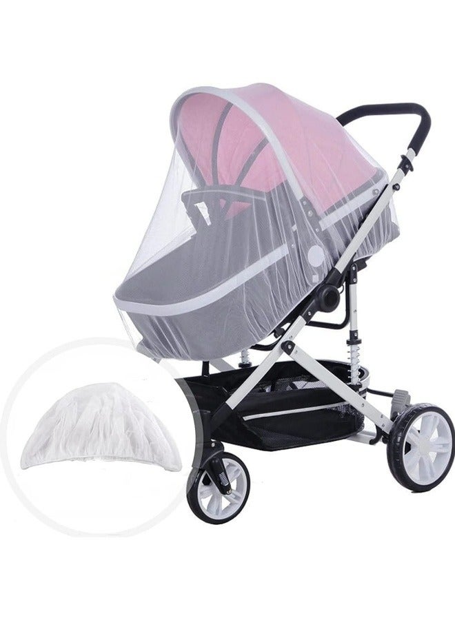 Pram Mosquito Net Universal Stroller Mosquito Mesh Net Baby Carriage Insect Net White Fly Bug Net Full Cover Mosquito Net with Elastic Band for Pram, Pushchair, Buggy,Travel Cot 170cm - Image 1