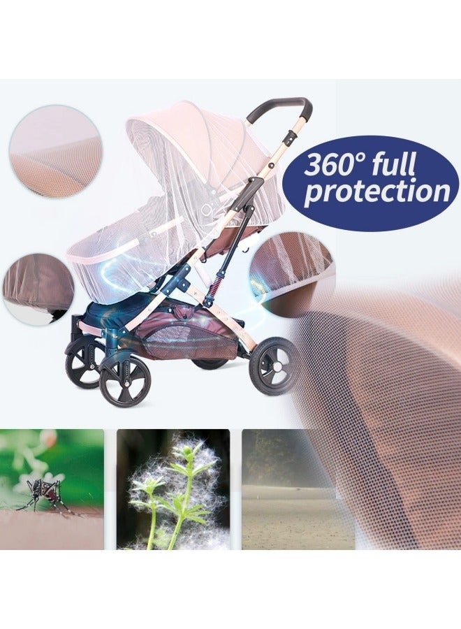 Pram Mosquito Net Universal Stroller Mosquito Mesh Net Baby Carriage Insect Net White Fly Bug Net Full Cover Mosquito Net with Elastic Band for Pram, Pushchair, Buggy,Travel Cot 170cm - Image 4
