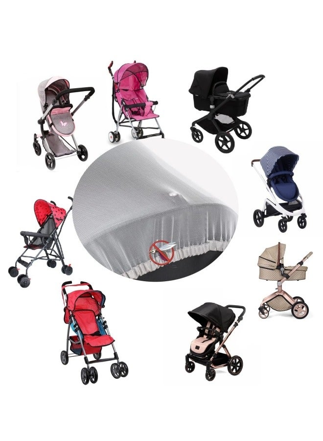 Pram Mosquito Net Universal Stroller Mosquito Mesh Net Baby Carriage Insect Net White Fly Bug Net Full Cover Mosquito Net with Elastic Band for Pram, Pushchair, Buggy,Travel Cot 170cm - Image 5