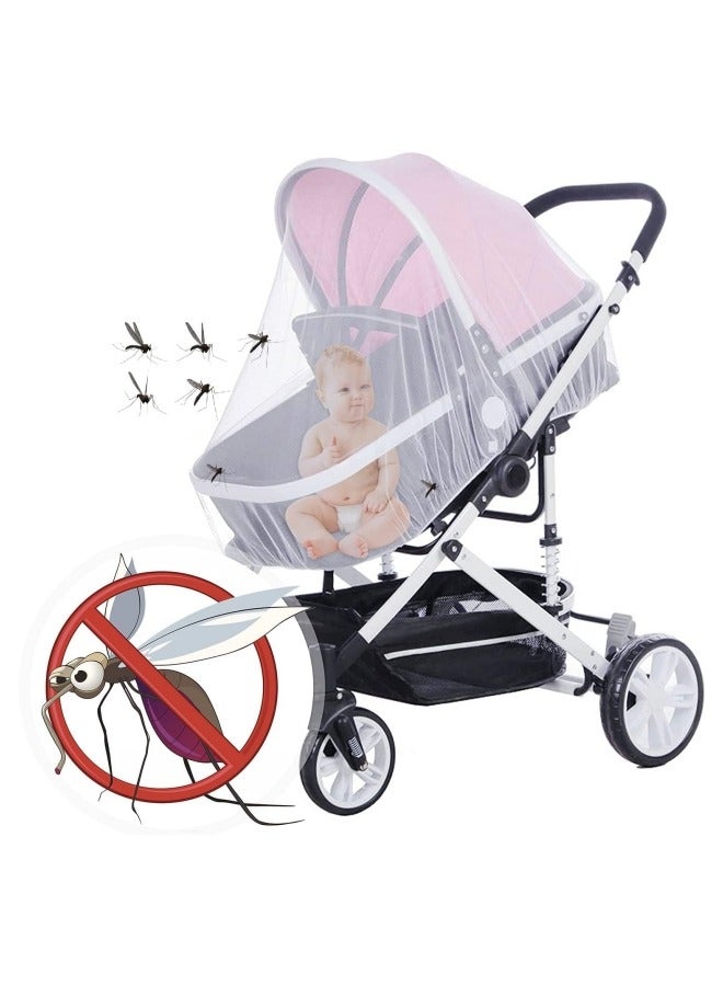 Pram Mosquito Net Universal Stroller Mosquito Mesh Net Baby Carriage Insect Net White Fly Bug Net Full Cover Mosquito Net with Elastic Band for Pram, Pushchair, Buggy,Travel Cot 170cm - Image 2