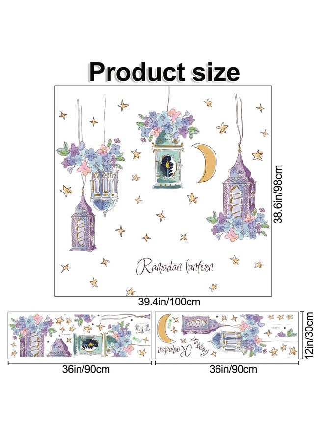 LiveGallery 2 Sheets Dream Purple Pendant Wall Decals Flowers And Hanging Lamp Wall Sticker Diy Stars Moon For Kids Baby Girls Bedroom Classroom Offices Nursery Tv Sofa Background Home Decoration (A) - Image 2