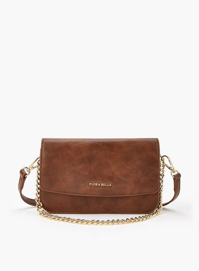Flora Bella By Shoexpress Solid Crossbody Bag with Detachable Strap and Flap Closure