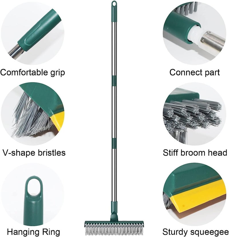 REWOP 3in1 Bathroom Cleaning Brush with Wiper Bathroom Cleaning Brush Long Handle 180 Rotate Toilet Brush Bathroom Tiles Cleaning Wiper Floor Scrub for Bathroom Cleaning Accessories 2 in 1 - Image 4