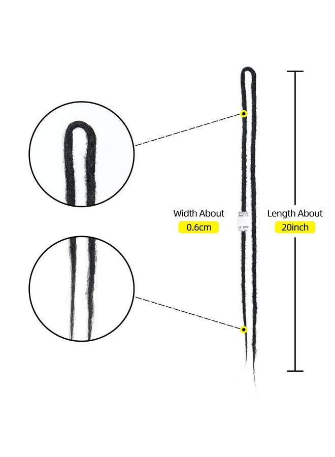 Aosome 20" Double Ended Dreadlock Extensions 15 Strands Black De Soft Synthetic Handmade Braid Dread Extensions - Image 3