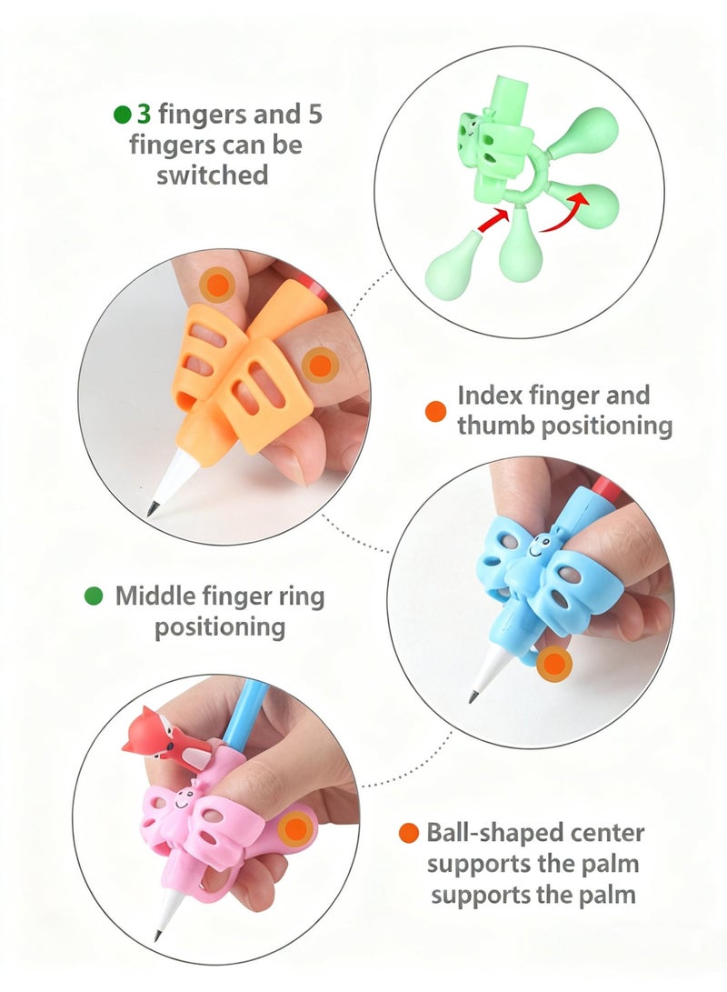 6 Pcs Pencil Grips Pencil Holder for Kids, Writing Assistive Grip Devices Ergonomic, Comfortable Finger Holders for Beginners Suitable for Left-Handed and Right-Handed Users to Improve Writing Habits Effortlessly - Image 2