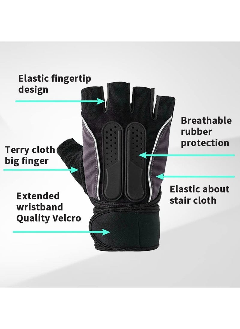 CAMPANAS Weight Lifting Gloves, Workout Gloves for Men and Women, Cycling Gloves with Non-Slip and Wrist Support Adjustable Velcro Strap, Suitable for Fitness  Weightlifting Cycling (Black)  - Image 2