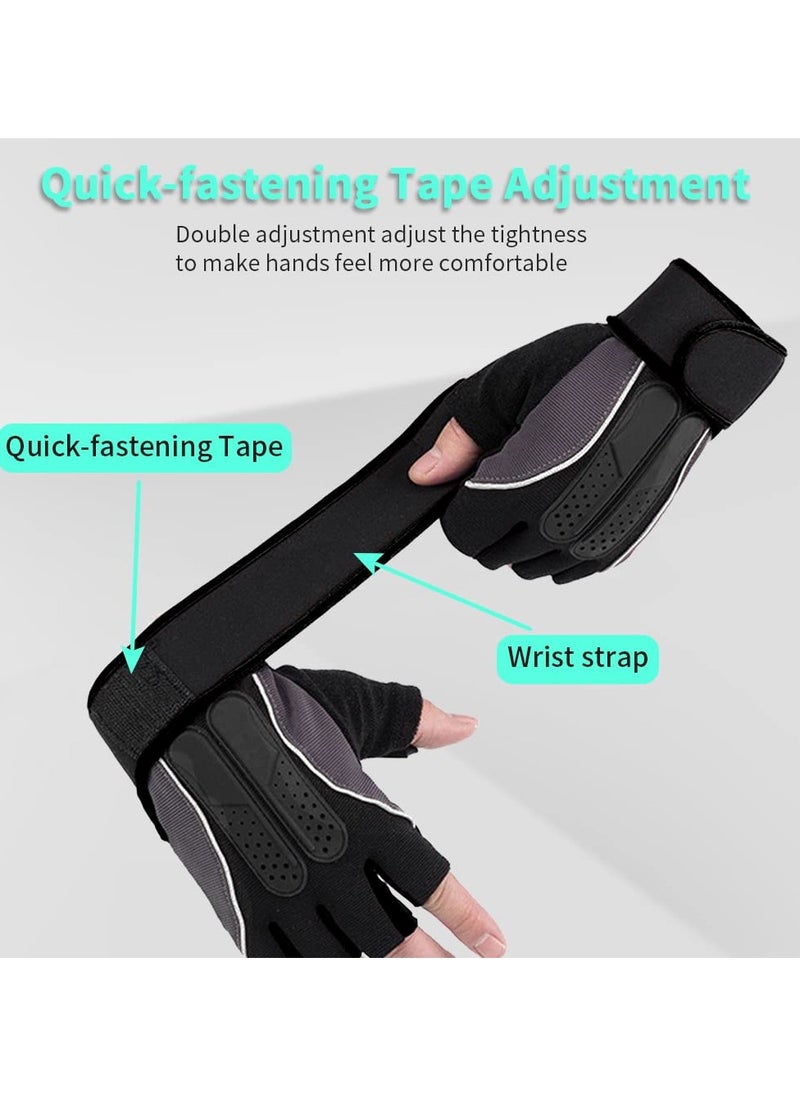 CAMPANAS Weight Lifting Gloves, Workout Gloves for Men and Women, Cycling Gloves with Non-Slip and Wrist Support Adjustable Velcro Strap, Suitable for Fitness  Weightlifting Cycling (Black)  - Image 4