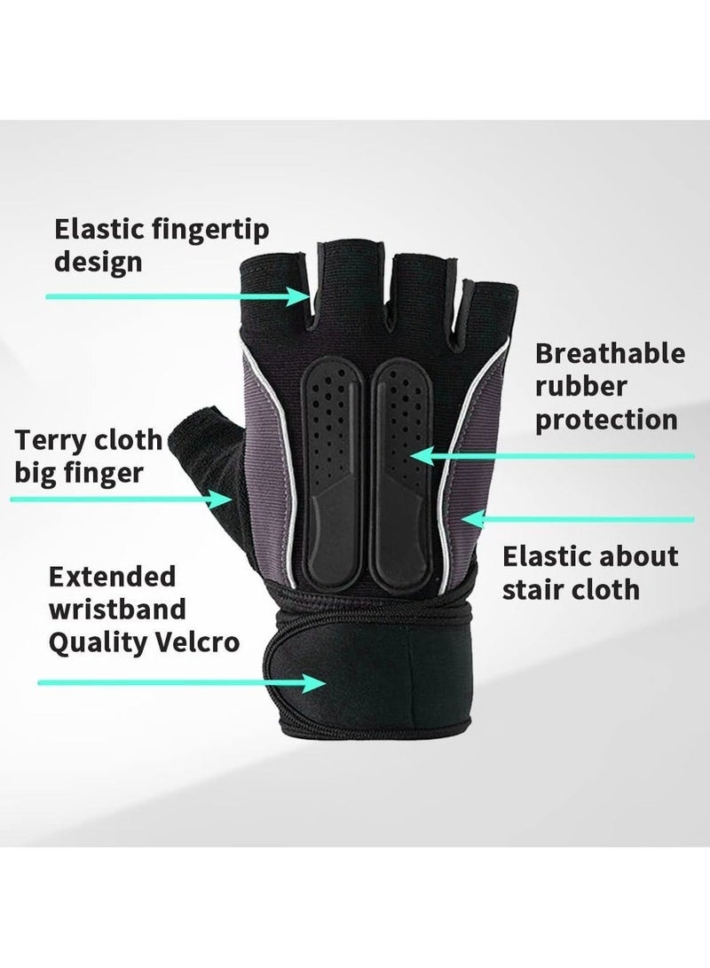 CAMPANAS Weight Lifting Gloves, Workout Gloves for Men and Women, Cycling Gloves with Non-Slip and Wrist Support Adjustable Velcro Strap, Suitable for Fitness  Weightlifting Cycling (Black) - Image 2
