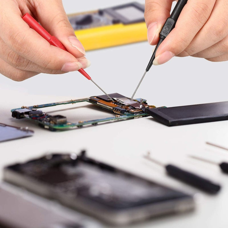 Frienda 19 Pcs Multimeter Test Set 15 Probe Pins 0.7mm and 4 Insulation Wire Piercing Probes Automotive Back Probe Kit Power Needle Test Accessories for Multimeter Banana Socket Plug Car Tester - Image 2