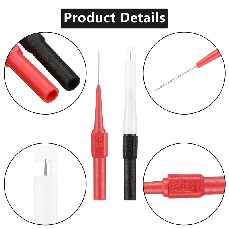 Frienda 19 Pcs Multimeter Test Set 15 Probe Pins 0.7mm and 4 Insulation Wire Piercing Probes Automotive Back Probe Kit Power Needle Test Accessories for Multimeter Banana Socket Plug Car Tester - Image 5