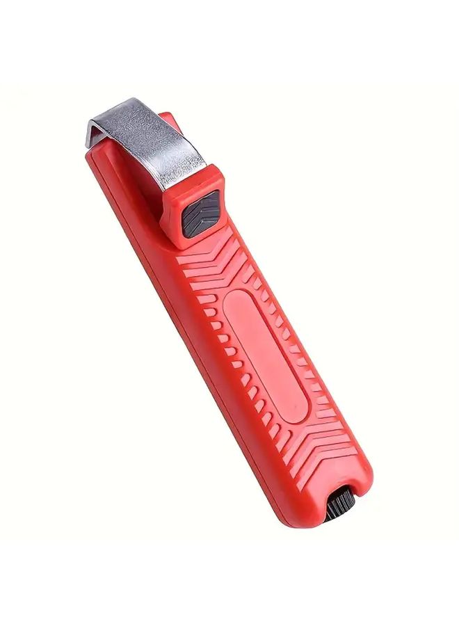 Heavy Duty Adjustable Cable Stripper Tool Mini Wire Stripping Cutter Crimping Pliers PVC Rubber Removal One Handed Operation Electrician DIY Cable Jacket Stripper Professional Residential Red - Image 3