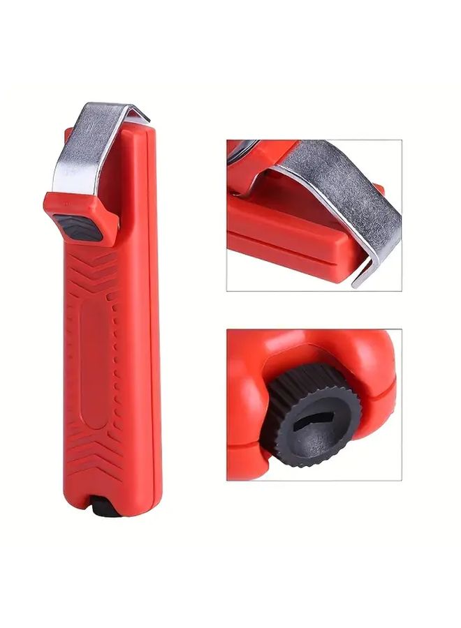 Heavy Duty Adjustable Cable Stripper Tool Mini Wire Stripping Cutter Crimping Pliers PVC Rubber Removal One Handed Operation Electrician DIY Cable Jacket Stripper Professional Residential Red - Image 5