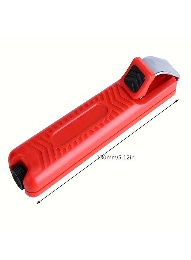 Heavy Duty Adjustable Cable Stripper Tool Mini Wire Stripping Cutter Crimping Pliers PVC Rubber Removal One Handed Operation Electrician DIY Cable Jacket Stripper Professional Residential Red - Image 2
