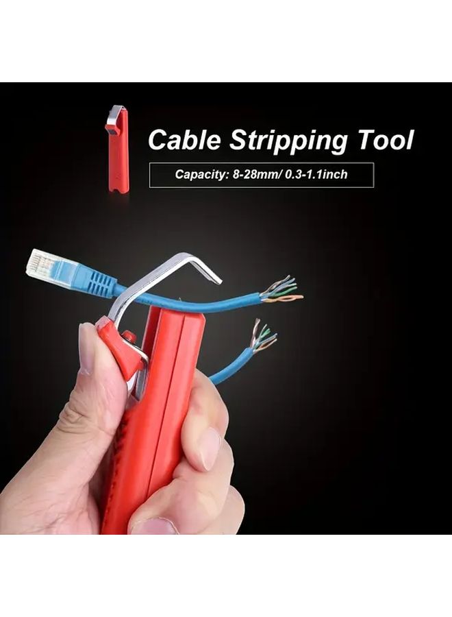 Heavy Duty Adjustable Cable Stripper Tool Mini Wire Stripping Cutter Crimping Pliers PVC Rubber Removal One Handed Operation Electrician DIY Cable Jacket Stripper Professional Residential Red - Image 4