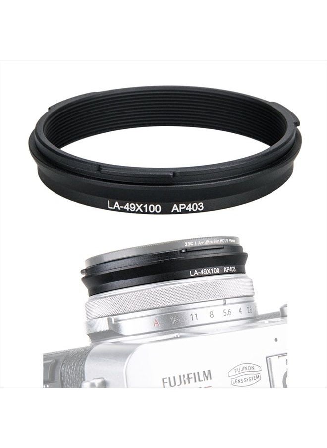 49mm Metal Lens Filter Adapter Ring for Fujifilm Fuji X100V X100F X100T X100S X100 X70 Camera & Wide Conversion Lens WCL-X100 II Installing UV CPL ND Filter Lens Cap Replace Fujifilm AR-X100 Black