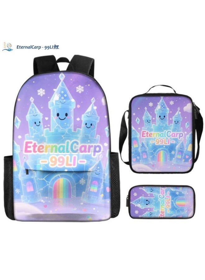 Bright Li Fire Shoulder + handbag + stationery bag | Cartoon bag three-piece set, easy to cope with various occasions (students, children, friends outing, mountain climbing, going to school, etc.) | Back to school season/festival gifts - 12 - Image 1