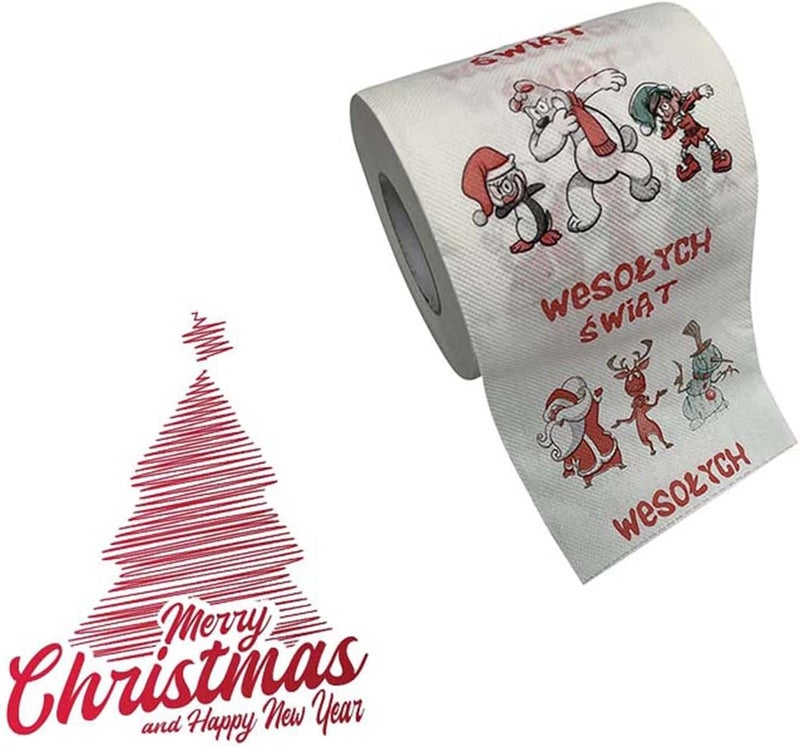 comfrt Rolls Christmas Toilet Paper Decorations, Christmas Tree and Santa Claus Printed Tissue Napkins for Xmas Gift, Santa Claus Bath Toilet Roll Paper Christmas Supplies Xmas Decor - Image 3