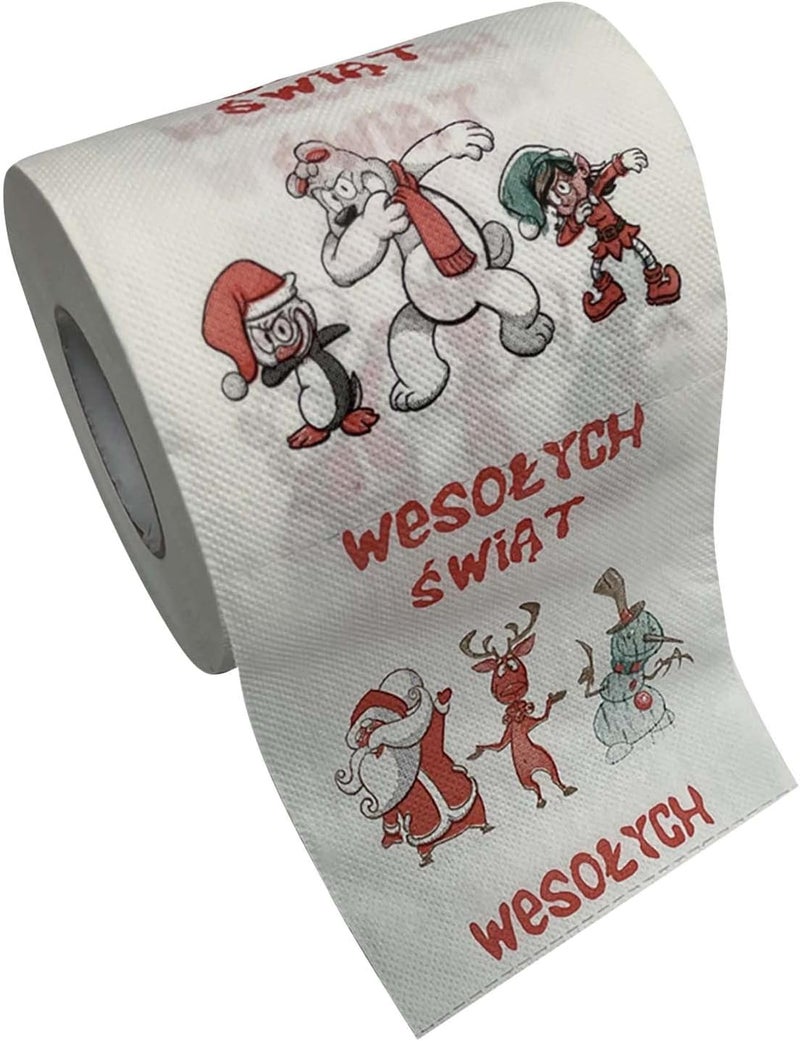 comfrt Rolls Christmas Toilet Paper Decorations, Christmas Tree and Santa Claus Printed Tissue Napkins for Xmas Gift, Santa Claus Bath Toilet Roll Paper Christmas Supplies Xmas Decor - Image 1