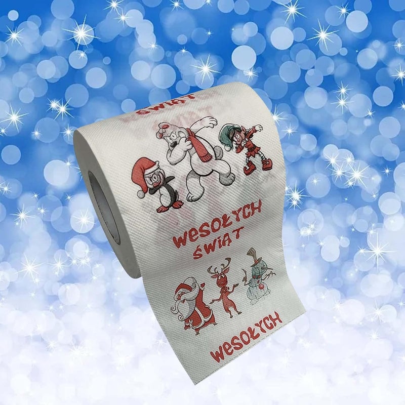 comfrt Rolls Christmas Toilet Paper Decorations, Christmas Tree and Santa Claus Printed Tissue Napkins for Xmas Gift, Santa Claus Bath Toilet Roll Paper Christmas Supplies Xmas Decor - Image 5