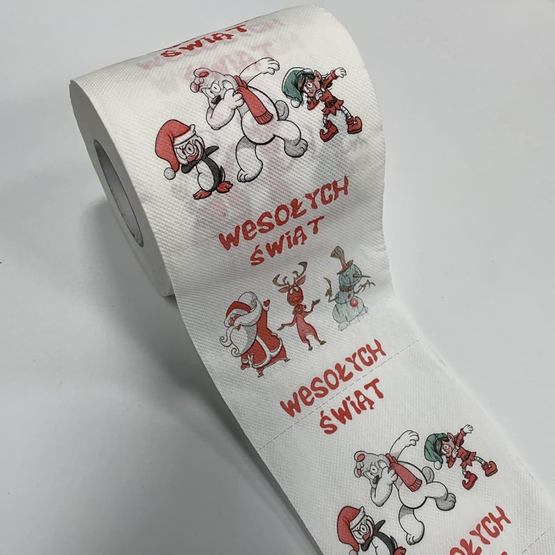 comfrt Rolls Christmas Toilet Paper Decorations, Christmas Tree and Santa Claus Printed Tissue Napkins for Xmas Gift, Santa Claus Bath Toilet Roll Paper Christmas Supplies Xmas Decor - Image 4