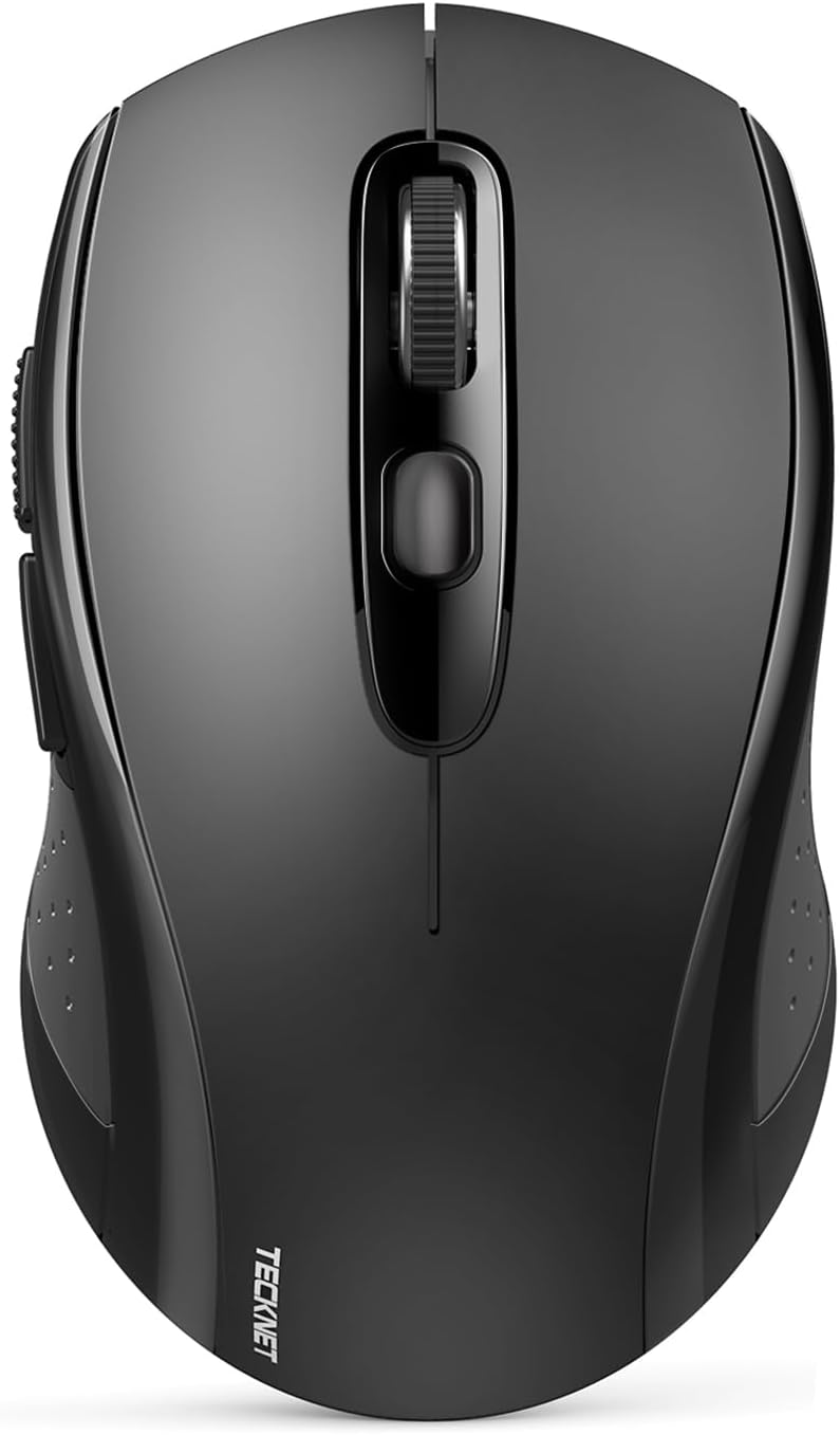 TECKNET Bluetooth Mouse, 4000DPI Wireless Mice for Laptop 2-in-1(BT 5.0/3.0+2.4Ghz) Computer Portable PC Mouse Wireless with USB Receiver for Mac (USB-A+Bluetooth), Black - Image 1