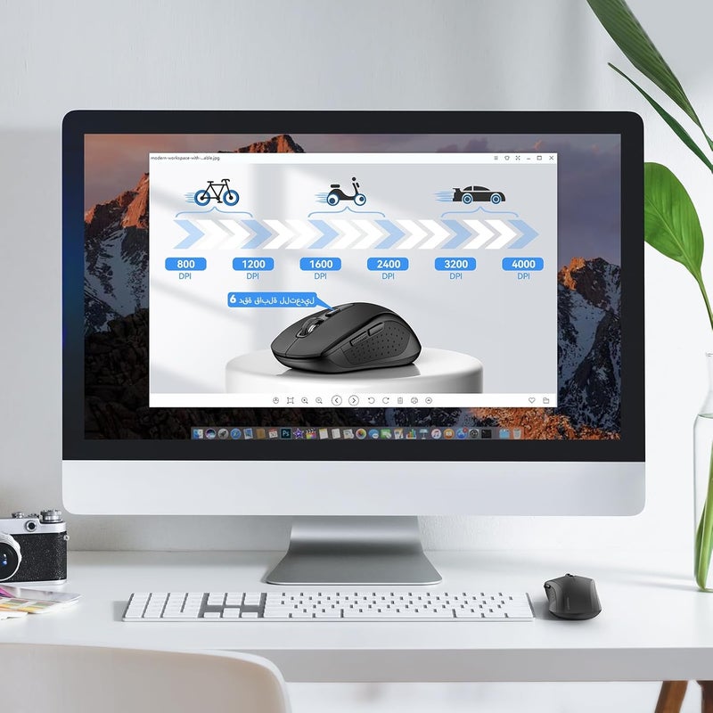 TECKNET Bluetooth Mouse, 4000DPI Wireless Mice for Laptop 2-in-1(BT 5.0/3.0+2.4Ghz) Computer Portable PC Mouse Wireless with USB Receiver for Mac (USB-A+Bluetooth), Black - Image 5